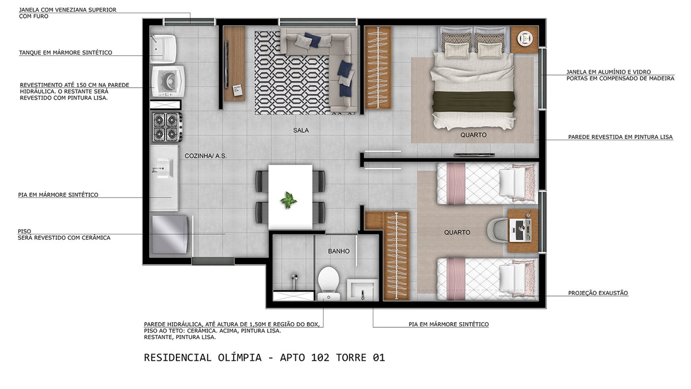 Planta – Apto 102 Torre 01